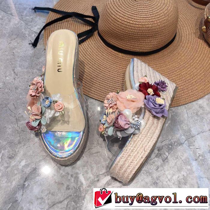 サンダル 2色可選 ミュウミュウ MIUMIU 《2019年》今、注目のストリート 暑い季節も大活躍