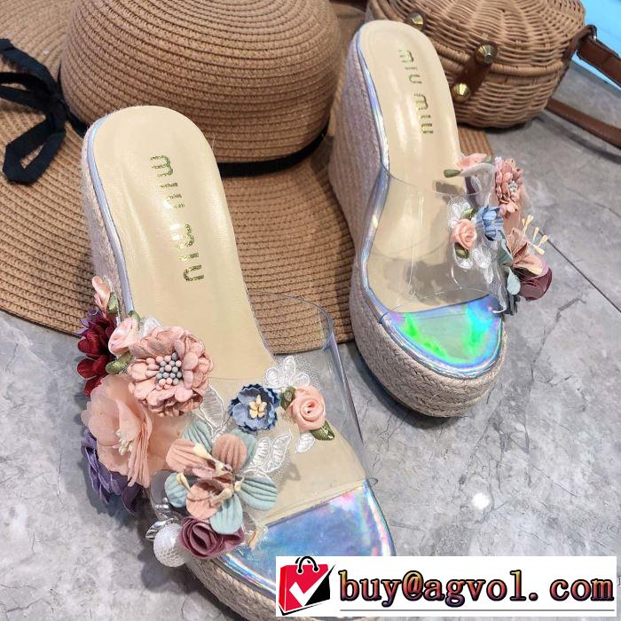 サンダル 2色可選 ミュウミュウ MIUMIU 《2019年》今、注目のストリート 暑い季節も大活躍