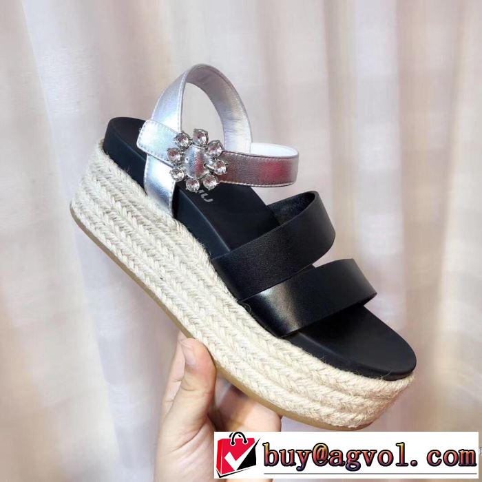 【2019年】夏のファッション 春夏らしい爽やかさ ミュウミュウ MIUMIU サンダル 2色可選