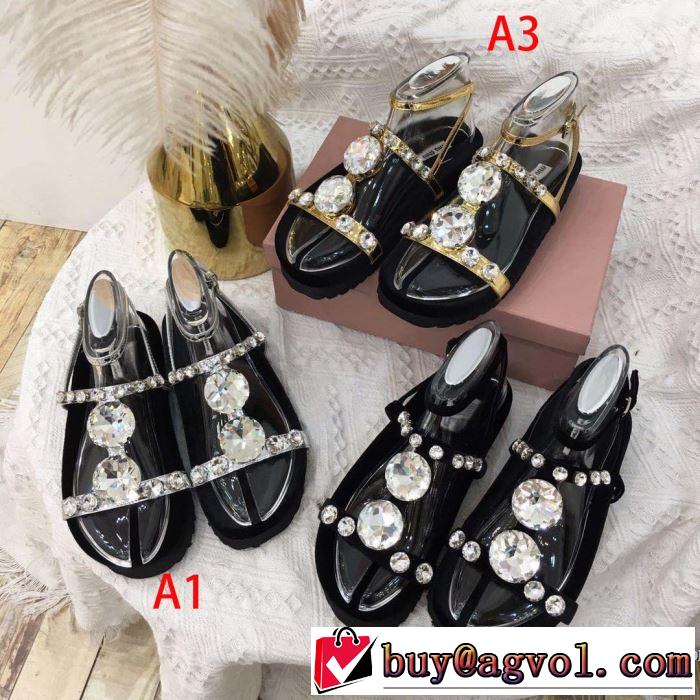 今シーズン注目のデザイン ミュウミュウ MIUMIU サンダル 3色可選 2019SSのトレンド商品