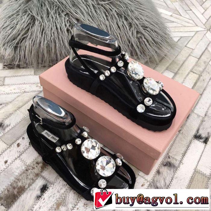 今シーズン注目のデザイン ミュウミュウ MIUMIU サンダル 3色可選 2019SSのトレンド商品