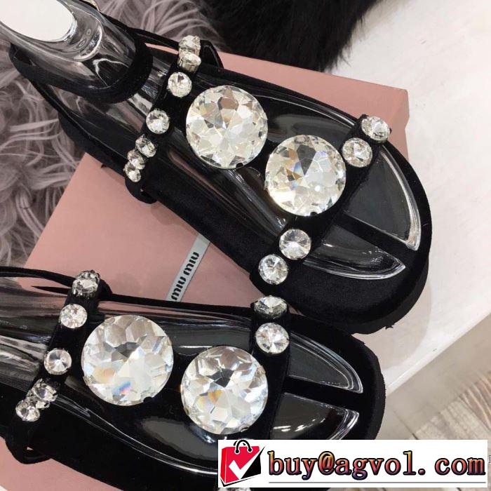 今シーズン注目のデザイン ミュウミュウ MIUMIU サンダル 3色可選 2019SSのトレンド商品