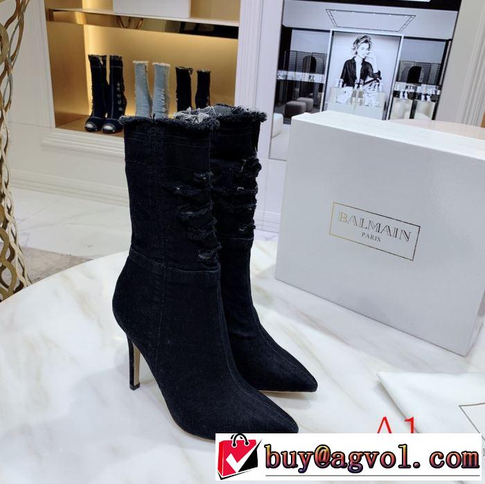秋冬とれんど新品目立ち レザーブーツ3色可選  2019秋冬最重要アイテム バルマン BALMAIN ファッション上級者向け