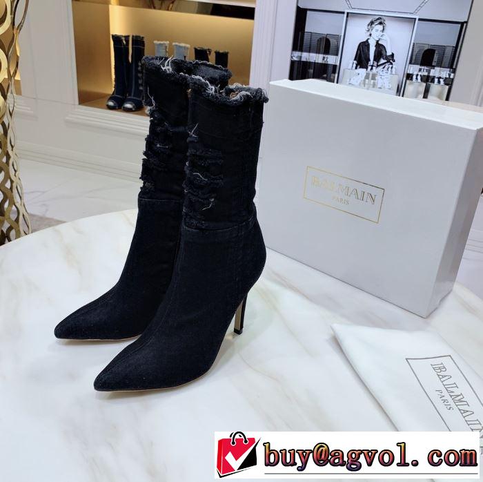 秋冬とれんど新品目立ち レザーブーツ3色可選  2019秋冬最重要アイテム バルマン BALMAIN ファッション上級者向け