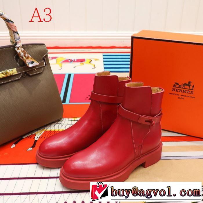 多色可選 ヒットする秋冬コレクション レザーブーツ エルメス秋冬ファッションコーディネート  HERMES 2019トレンドアイテム激安