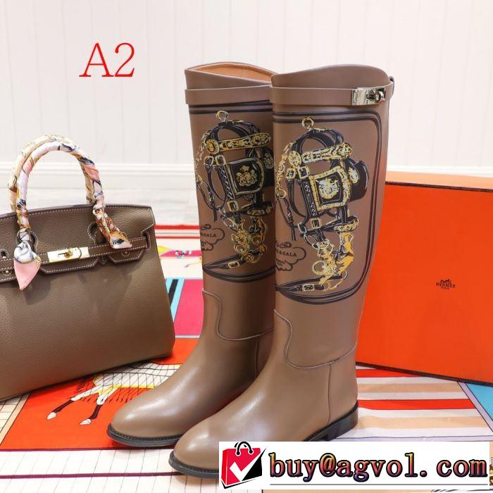 2色可選 2019トレンド秋冬おすすめ安い エルメス HERMES 秋冬コーデと相性がいい レザーブーツ おしゃれなファッションコーデ