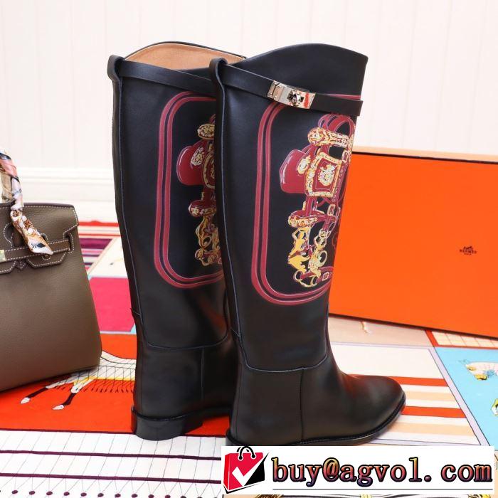 2色可選 2019トレンド秋冬おすすめ安い エルメス HERMES 秋冬コーデと相性がいい レザーブーツ おしゃれなファッションコーデ