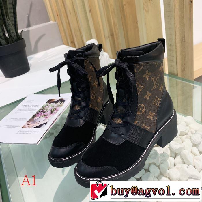 2色可選 2019トレンドカラー秋冬セール ルイ ヴィトン LOUIS VUITTON とにかく完璧ブランド新作 レザーブーツ 大胆なチェックの人気トレンド
