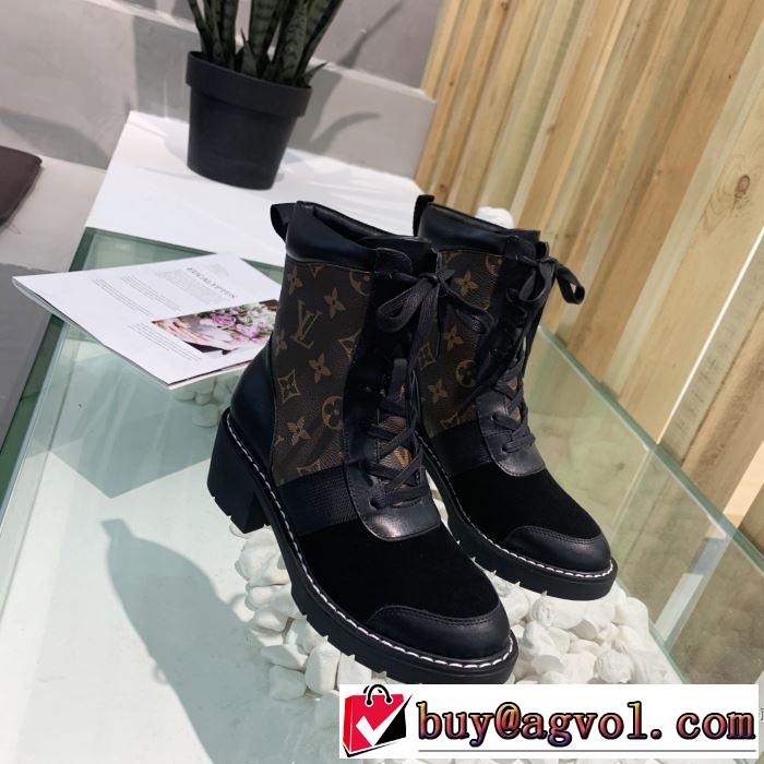 2色可選 2019トレンドカラー秋冬セール ルイ ヴィトン LOUIS VUITTON とにかく完璧ブランド新作 レザーブーツ 大胆なチェックの人気トレンド