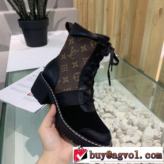 2色可選 2019トレンドカラー秋冬セール ルイ ヴィトン LOUIS VUITTON とにかく完璧ブランド新作 レザーブーツ 大胆なチェックの人気トレンド