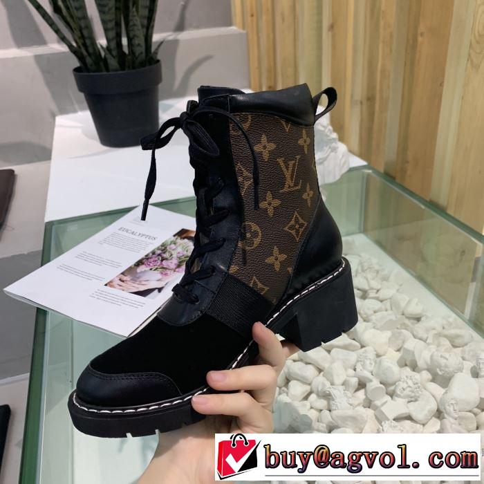 2色可選 2019トレンドカラー秋冬セール ルイ ヴィトン LOUIS VUITTON とにかく完璧ブランド新作 レザーブーツ 大胆なチェックの人気トレンド
