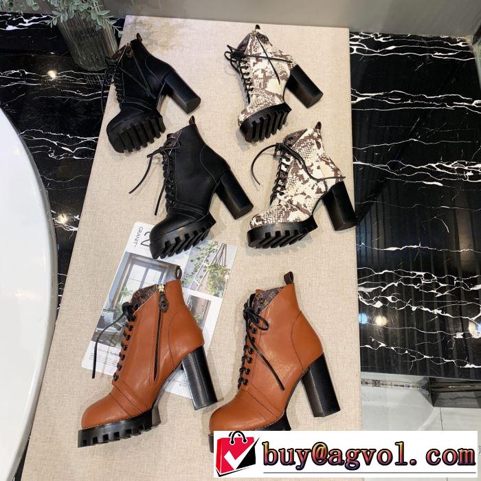 秋服コーデ2019年版 3色可選 ルイ ヴィトン LOUIS VUITTON 秋にはやる最新作を先取り レザーブーツ 大胆なチェックの人気トレンド