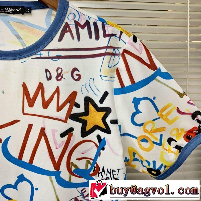 2019年春夏流行ファッション 大人の可愛さを引き立て  Dolce&Gabbana ドルチェ＆ガッバーナ 半袖Tシャツ