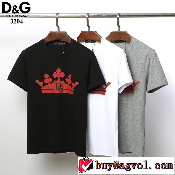 2019夏ファション新品 3色可選 ドルチェ＆ガッバーナ夏キレ味をプラス Dolce&Gabbana  Tシャツ/半袖