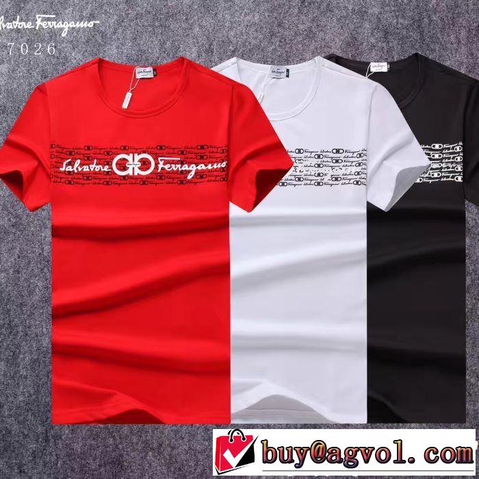 2019即旬な装いに 素敵なスタイルで夏の定番 FERRAGAMO サルヴァトーレフェラガモ 半袖Tシャツ 3色可選