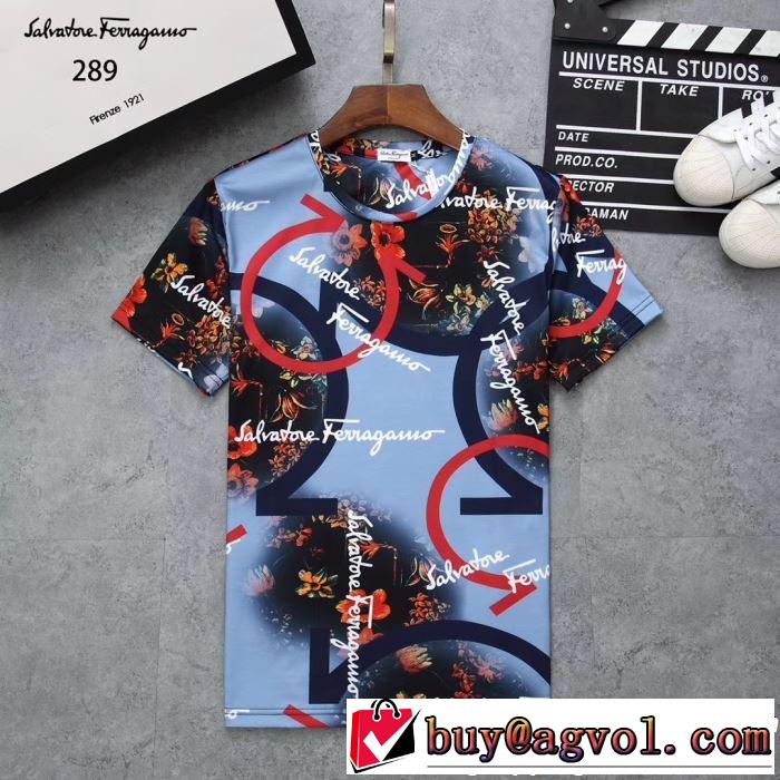 2019春夏も引き続きトレンド 今年春夏ファション流行り FERRAGAMO サルヴァトーレフェラガモ 半袖Tシャツ 3色可選