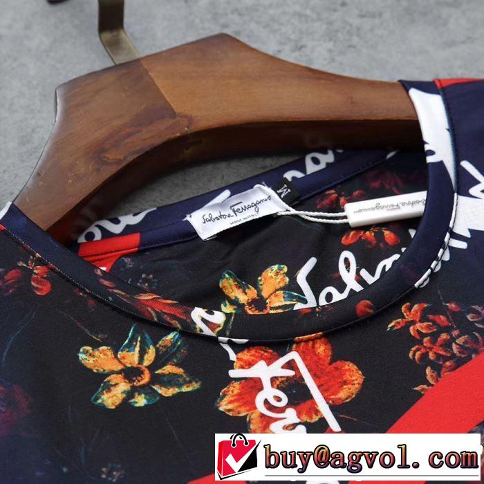 2019春夏も引き続きトレンド 今年春夏ファション流行り FERRAGAMO サルヴァトーレフェラガモ 半袖Tシャツ 3色可選