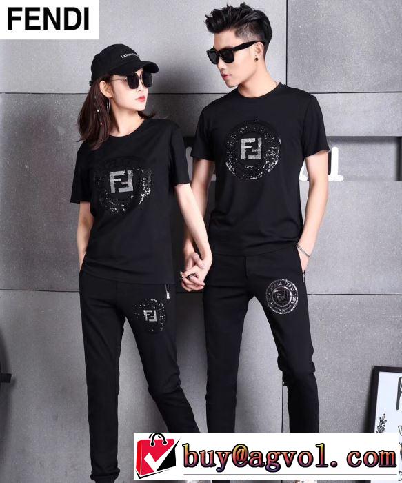  最新で一目惚れ半袖  FENDI フェンディ 上下セット安定感のある2019夏新作 男女兼用
