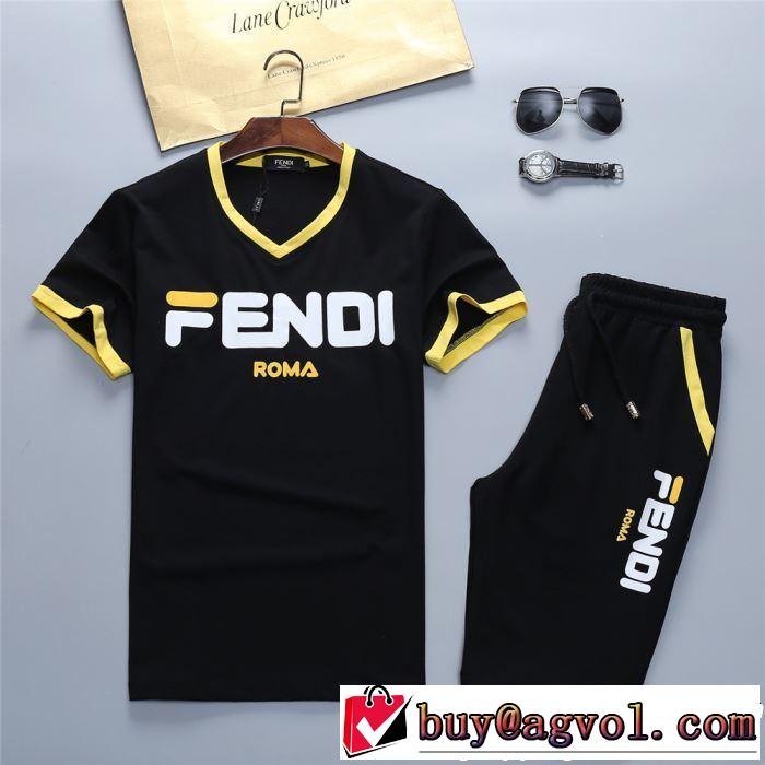  【2019春夏】最新コレクション  2色可選 FENDI フェンディ 半袖 上下セットギフト最適期間限定