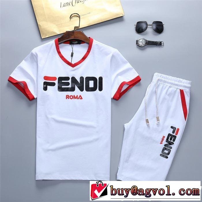 【2019春夏】最新コレクション  2色可選 FENDI フェンディ 半袖 上下セットギフト最適期間限定