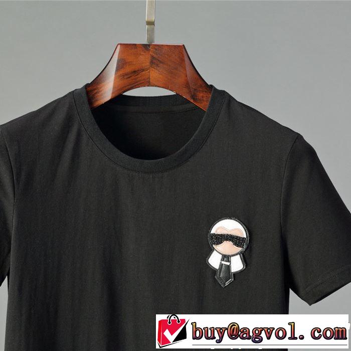 大胆にデザインオシャレ新品 2019春夏のトレンド新商品 FENDI フェンディ 2色可選 半袖Tシャツ