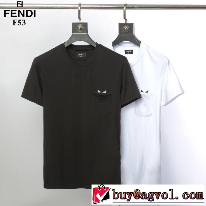すっきりした印象に   FENDI 2019春夏のトレンド新商品Tシャツ/半袖 2色可選 フェンディ 最終価格セール