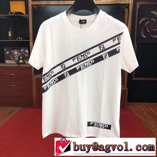 《2019年》今、注目のストリート フェンディ FENDI 着回し力も抜群です！ 半袖Tシャツ  2色可選 派手にはなりすぎず 
