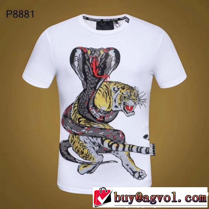  Tシャツ/ティーシャツ2色可選 シンプルながら切れ味のいい フィリッププレイン 2019春夏は人気定番 PHILIPP PLEIN 