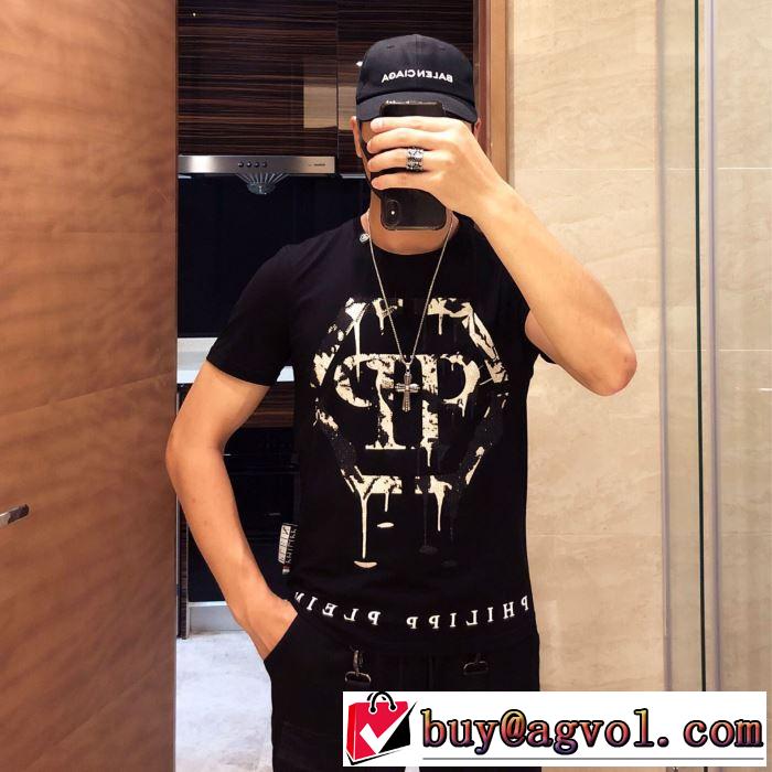 《2019年》今、注目のストリート 2色可選フィリッププレイン知的な夏のスタイル PHILIPP PLEIN  Tシャツ/半袖