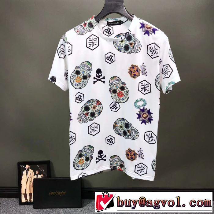 派手にはなりすぎず   PHILIPP PLEIN Tシャツ/半袖 元気な印象のコーデ  3色可選フィリッププレイン 2019SS
