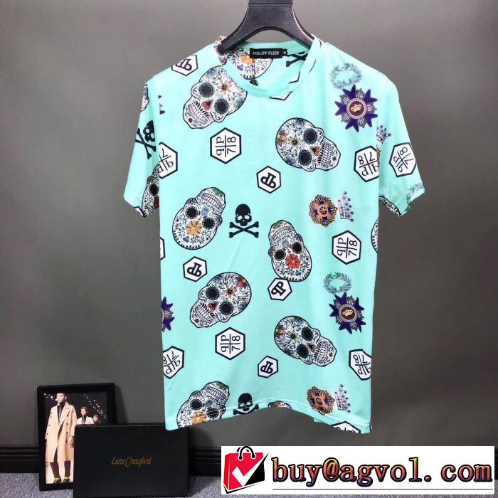 派手にはなりすぎず   PHILIPP PLEIN Tシャツ/半袖 元気な印象のコーデ  3色可選フィリッププレイン 2019SS