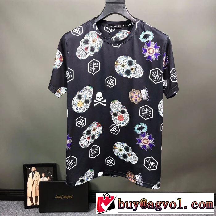 派手にはなりすぎず   PHILIPP PLEIN Tシャツ/半袖 元気な印象のコーデ  3色可選フィリッププレイン 2019SS