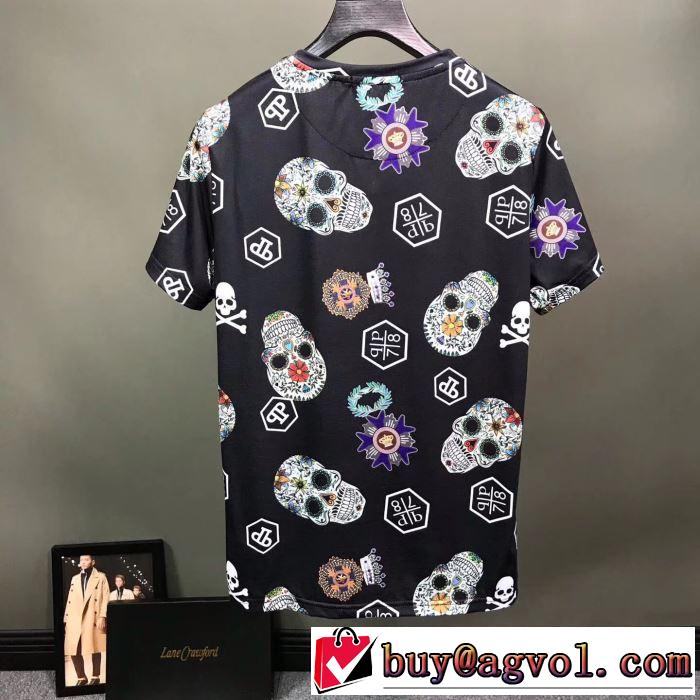 派手にはなりすぎず   PHILIPP PLEIN Tシャツ/半袖 元気な印象のコーデ  3色可選フィリッププレイン 2019SS