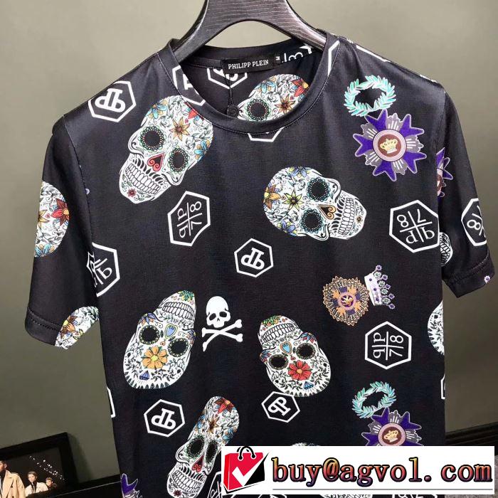 派手にはなりすぎず   PHILIPP PLEIN Tシャツ/半袖 元気な印象のコーデ  3色可選フィリッププレイン 2019SS