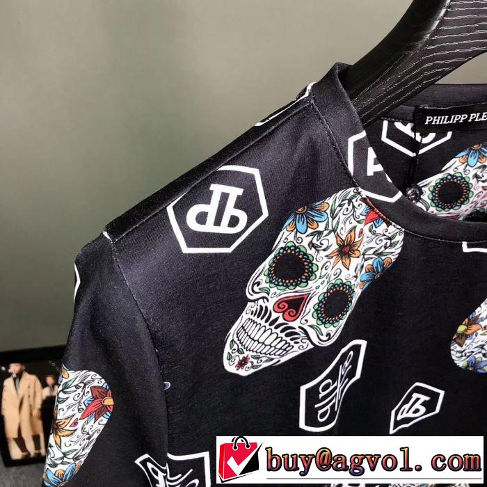 派手にはなりすぎず   PHILIPP PLEIN Tシャツ/半袖 元気な印象のコーデ  3色可選フィリッププレイン 2019SS