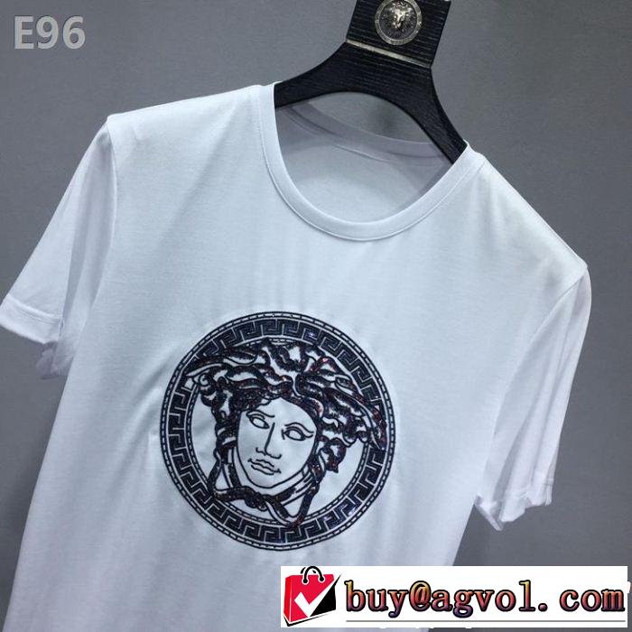 VERSACE ヴェルサーチ 半袖Tシャツ 2色可選 春夏に役立つカジュアル 軽やかな素材感