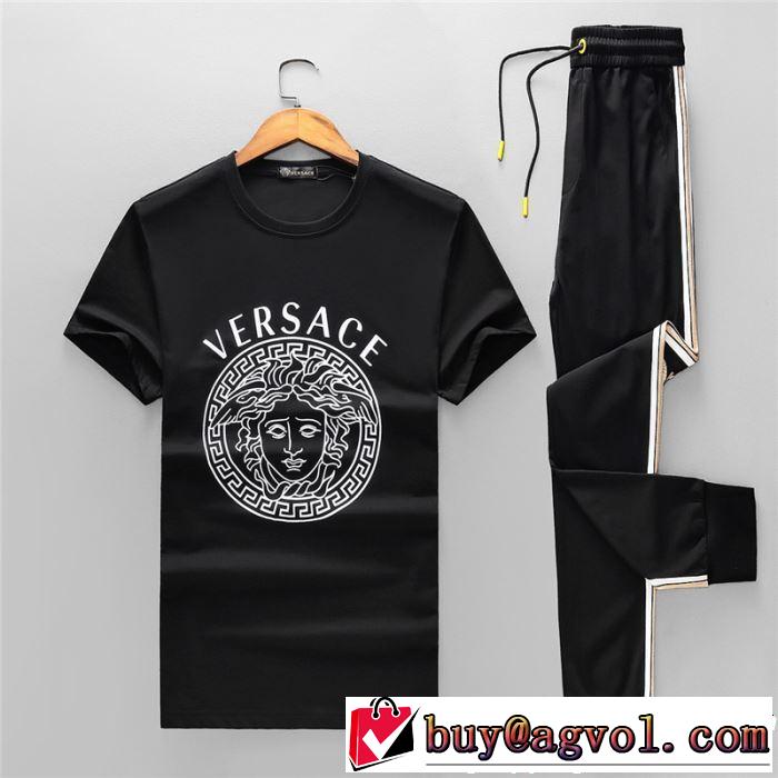  ヴェルサーチ 半袖上下セット2019春夏の大注目トレンド VERSACE 2色可選 セール早いもの勝ち