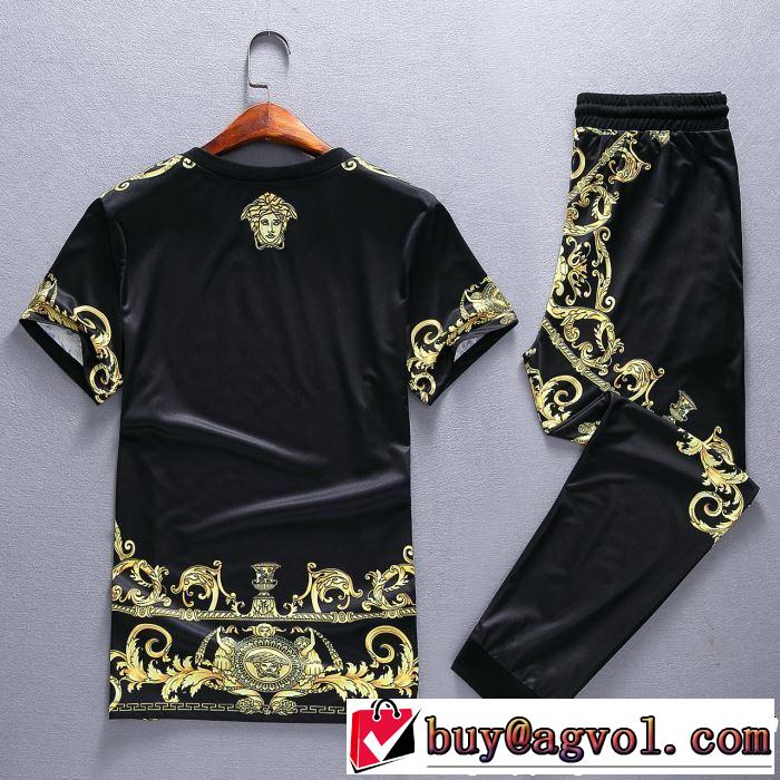 2019夏ファション新品 半袖 上下セット最終価格セール VERSACE ヴェルサーチ ギフト最適期間限定