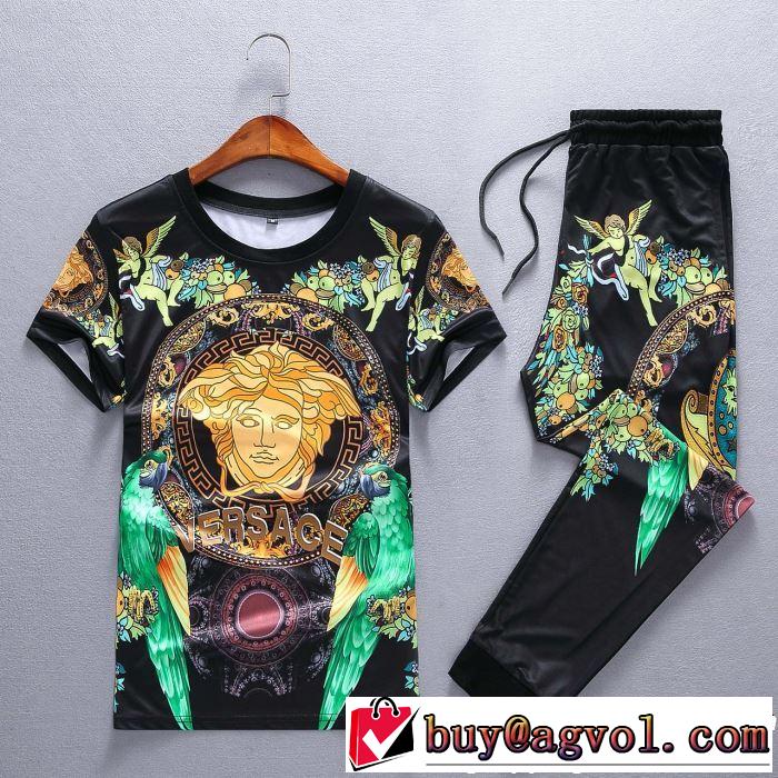  大人の色味 VERSACE ヴェルサーチ2019春夏の大注目トレンド 半袖 上下セット 2色可選