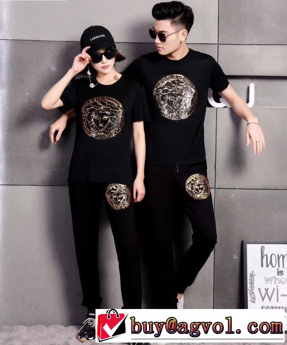 男女兼用 半袖ヴェルサーチ すごく稀少カラー上下セット VERSACE 2019夏ファション新品