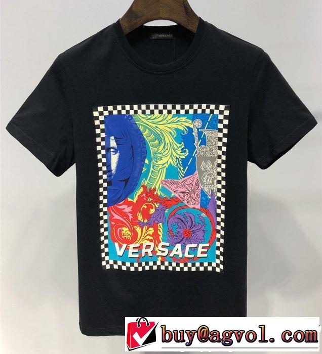 夏の王道　適度な上品さ 2019春夏も引き続きトレンド VERSACE ヴェルサーチ 半袖Tシャツ 2色可選
