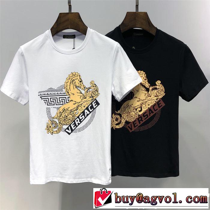 人気ストリートブランド新品 2019春夏人気トレンドアイテム VERSACE ヴェルサーチ 半袖Tシャツ 2色可選