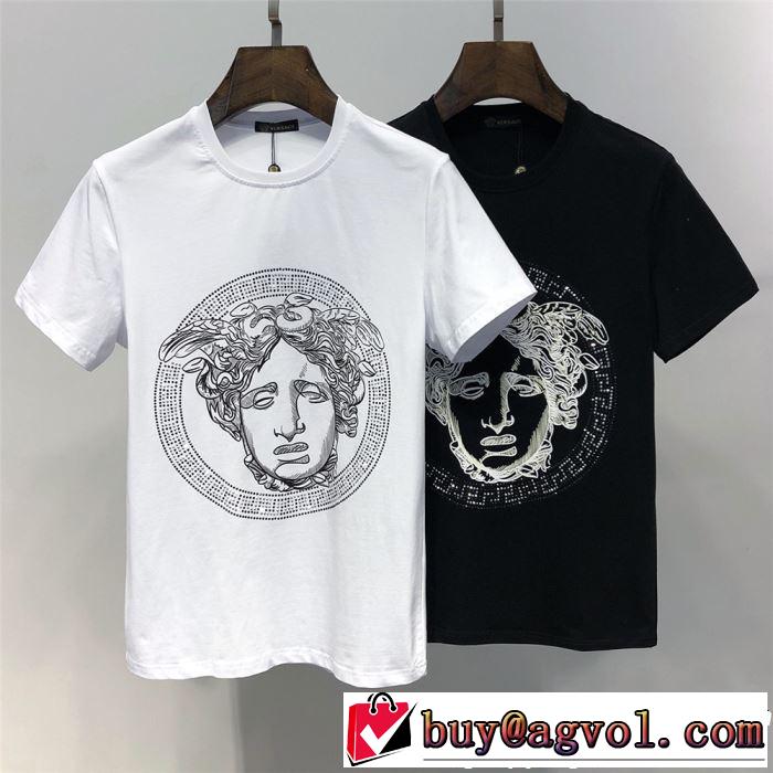 海外セレブは大人気 VERSACE ヴェルサーチ 半袖Tシャツ 2色可選 【2019年】夏のファッション 夏にぴったり上品