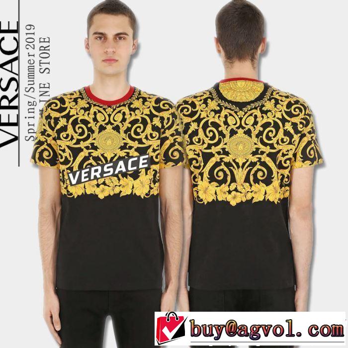 VERSACE ヴェルサーチ 半袖Tシャツ 2色可選 定番のスタイル春夏限定 2019年の春夏に着たい 通勤の定番