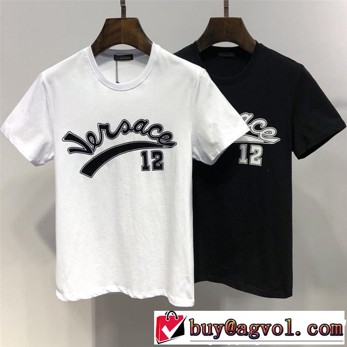 半袖Tシャツ 2色可選 2019春夏も引き続き人気セール スタイルアップ効果 VERSACE ヴェルサーチ