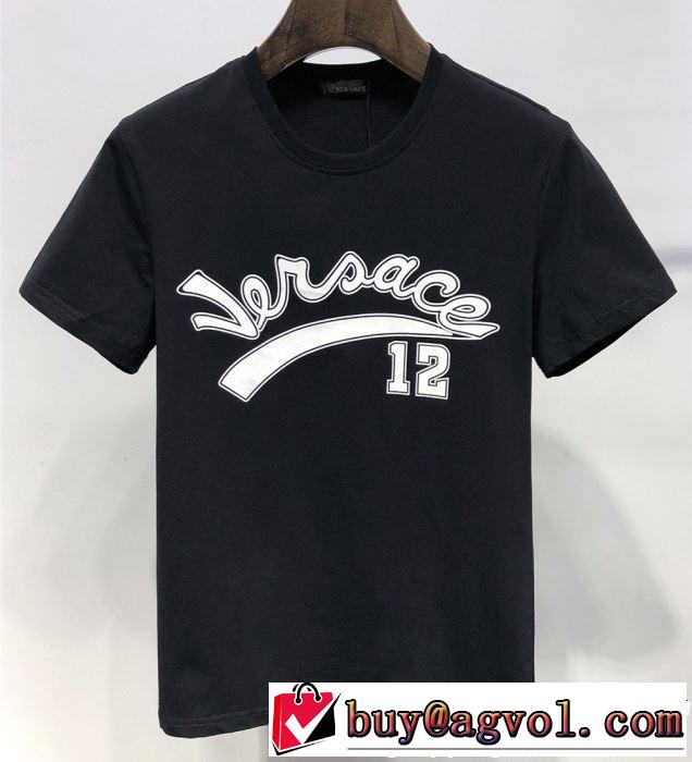 半袖Tシャツ 2色可選 2019春夏も引き続き人気セール スタイルアップ効果 VERSACE ヴェルサーチ