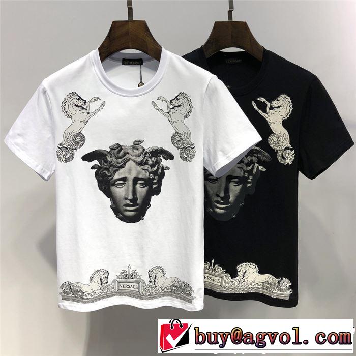 VERSACE ヴェルサーチ 半袖Tシャツ 2色可選 スタイリッシュに新着 大人カジュアル夏ファッション2019