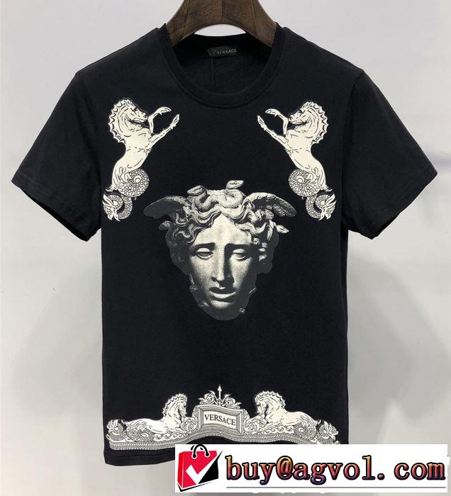 VERSACE ヴェルサーチ 半袖Tシャツ 2色可選 スタイリッシュに新着 大人カジュアル夏ファッション2019