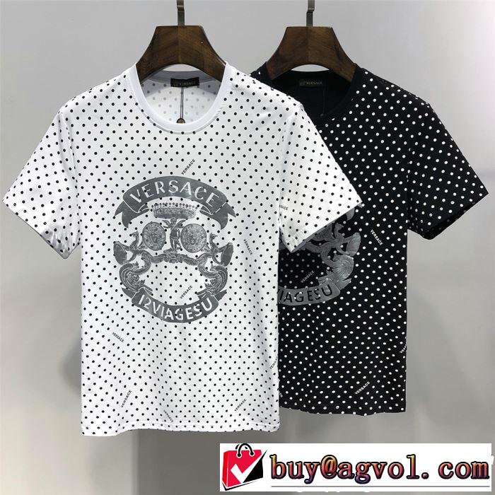 2色可選 半袖Tシャツ 特に夏は人気アイテム 2019春夏人気トレンドアイテム VERSACE ヴェルサーチ
