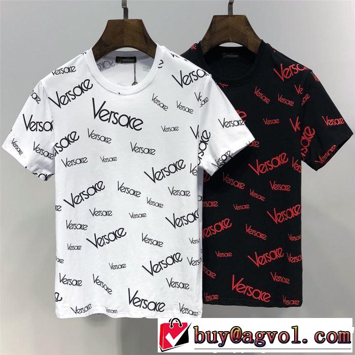 上品な涼やかさある印象に 2019春夏のトレンド新商品 VERSACE ヴェルサーチ 半袖Tシャツ 2色可選